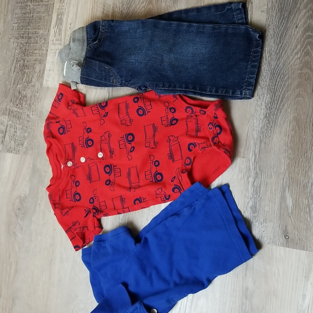 Baby boys 12-18m 18m bundle outfit jeans bodysuit polo blue red set